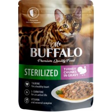Корм влажный для кошек MR.BUFFALO Sterilized Индейка в соусе, для стерилизованных, 85г
