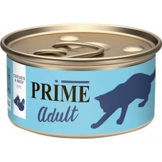 Купить Корм консервированный для кошек PRIME Паштет Курица и говядина, 75г в Ленте