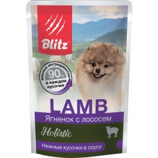 Купить Корм консервированный для собак BLITZ Holistic Ягненок с лососем кусочки в соусе, 85г в Ленте