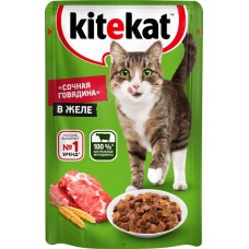 Купить Корм консервированный для взрослых кошек KITEKAT Сочная говядина с
говядиной в желе, 85г в Ленте