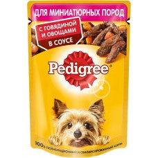 Купить Корм консервированный для взрослых собак PEDIGREE с говядиной и овощами в соусе, для миниатюрных пород, 85г в Ленте