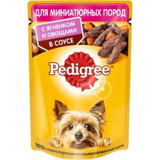 Корм консервированный для взрослых собак PEDIGREE с ягненком и овощами в соусе, для миниатюрных пород, 85г