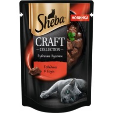Купить Корм консервированный для взрослых кошек SHEBA Craft Collection Говядина в соусе, рубленые кусочки, 75г в Ленте