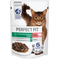Корм консервированный для взрослых кошек PERFECT FIT Sterile с говядиной в соусе, для стерилизованных, 75г