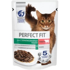 Купить Корм консервированный для взрослых кошек PERFECT FIT Sterile с говядиной в соусе, для стерилизованных, 75г в Ленте