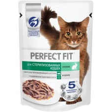 Купить Корм консервированный для взрослых кошек PERFECT FIT Sterile с кроликом в соусе, для стерилизованных, 75г в Ленте