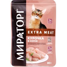 Корм консервированный для взрослых кошек WINNER Extra Meat Курочка в соусе, 80г