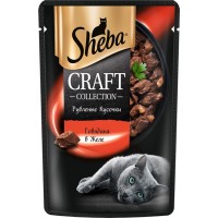 Корм консервированный для взрослых кошек SHEBA Craft Рубленые кусочки Говядина в желе, 75г