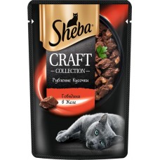 Купить Корм консервированный для взрослых кошек SHEBA Craft Рубленые кусочки Говядина в желе, 75г в Ленте