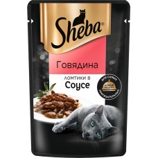 Купить Корм консервированный для взрослых кошек SHEBA ломтики в соусе с говядиной, 75г в Ленте