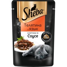 Купить Корм консервированный для взрослых кошек SHEBA ломтики в соусе с телятиной и языком, 75г в Ленте