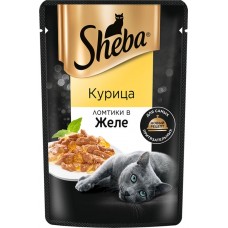 Корм консервированный для взрослых кошек SHEBA ломтики в желе с курицей, 75г