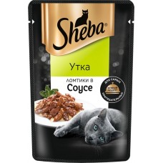 Купить Корм консервированный для взрослых кошек SHEBA ломтики в соусе с уткой, 75г в Ленте