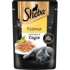 Корм консервированный для взрослых кошек SHEBA ломтики в соусе с курицей, 75г