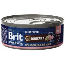 Купить Корм консервированный для взрослых кошек BRIT Premium by Nature с мясом индейки, при чувствительном пищеварении, 100г в Ленте