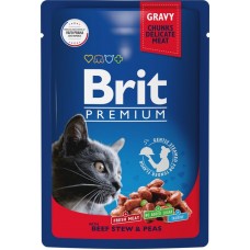 Купить Корм консервированный для взрослых кошек BRIT Premium Говядина и горошек в соусе, 85г в Ленте