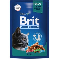 Корм консервированный для взрослых кошек BRIT Premium Утка в соусе, 85г
