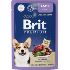 Корм консервированный для взрослых собак BRIT Premium Ягненок в соусе, 85г