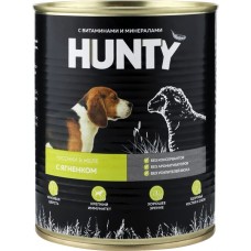 Корм консервированный для собак HUNTY сочные кусочки в желе с ягненком, 850г