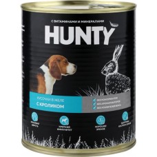 Корм консервированный для собак HUNTY сочные кусочки в желе с кроликом, 850г