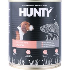 Корм консервированный для собак HUNTY Сочные кусочки в желе с рыбой, 850г
