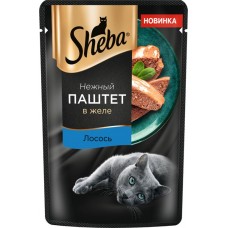 Корм консервированный для кошек SHEBA Нежный паштет в желе Лосось, 75г
