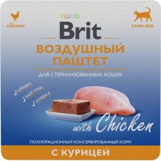 Купить Корм консервированный для кошек BRIT Воздушный паштет Курица, для стерилизованных, 100г в Ленте