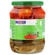 Ассорти маринованное ЛЕНТА томаты черри и корнишоны, 720мл