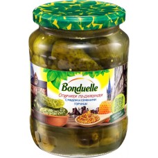 Купить Огурчики BONDUELLE По-дижонски, с медом и семенами горчицы, 720мл в Ленте