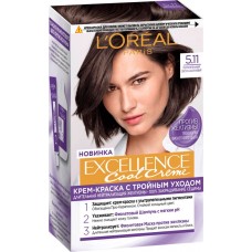 Крем-краска для волос L'OREAL Excellence Cool Creme 5.11 Ультрапепельный светло-каштановый, стойкая, 268мл