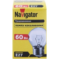 Лампа накаливания NAVIGATOR 60Вт Е27, прозрачная, шар