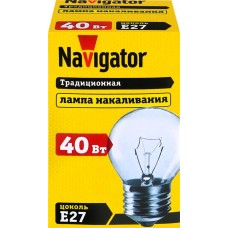 Лампа накаливания NAVIGATOR 40Вт Е27, прозрачная, шар