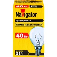 Лампа накаливания NAVIGATOR 40Вт Е14, прозрачная, шар