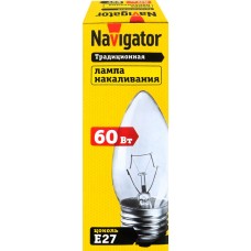 Купить Лампа накаливания NAVIGATOR 60Вт Е27, прозрачная, свеча в Ленте