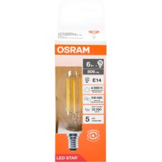 Купить Лампа светодиодная OSRAM LED Star, 6Вт, 4000К, нейтральный белый свет, E14, колба BA в Ленте