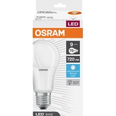 Лампа светодиодная OSRAM Base, 720лм, 9Вт, 4000К, нейтральный белый свет, E27, колба A