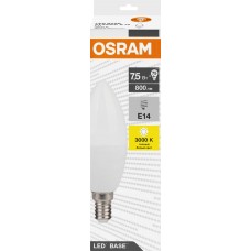 Лампа светодиодная OSRAM Base, 800лм, 7,5Вт, 3000К белый свет, E14, колба B