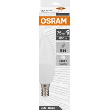 Лампа светодиодная OSRAM Base, 800лм, 7,5Вт, 4000К белый свет, E14, колба B