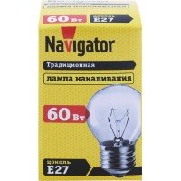Лампа накаливания NAVIGATOR 60Вт Е27, прозрачная, шар