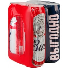 Промо-набор BUD пиво светлое пастеризованное, 5%, ж/б, 4x0.45л
