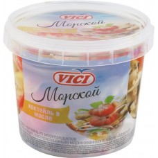 Купить Коктейль из морепродуктов VICI Морской с креветками (имитация), в масле, 360г в Ленте