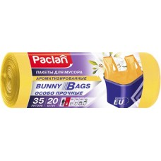 Пакеты для мусора PACLAN Bunny Bags Aroma 35л, желтые, с ручками, 20шт
