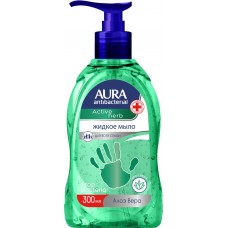 Жидкое мыло AURA Active Herb с антибактериальным эффектом, с алоэ вера, 300мл