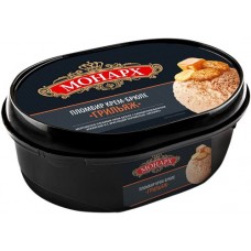 Мороженое МОНАРХ Грильяж пломбир крем-брюле с карамелизованным арахисом и хрустящей карамелью 12%, без змж, контейнер, 460г