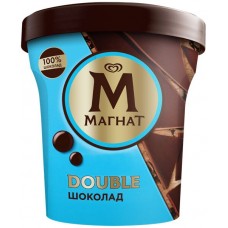 Мороженое МАГНАТ Double Шоколад, сливочное 10%, без змж, пластиковый стакан, 310г