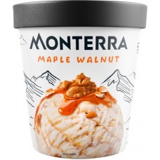 Мороженое MONTERRA Maple Walinut, пломбир с кленовым сиропом и кусочками грецких орехов в карамели 13,6%, без змж, картонный стакан, 298г