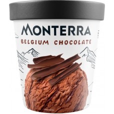 Мороженое MONTERRA Belgium Chocolate, сливочное с бельгийским шоколадом и шоколадным соусом 17,3%, без змж, картонный стакан, 276г