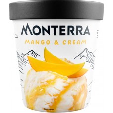 Мороженое MONTERRA Mango&Cream, пломбир с манговым наполнителем и кусочками манго 7%, без змж, картонный стакан, 281г