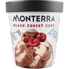Мороженое MONTERRA Black Forest Cake, сливочное и шоколадное с вишней и кусочками печенья 10,4%, без змж, картонный стакан, 300г