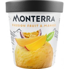 Купить Десерт взбитый MONTERRA с маракуйя и кусочками манго 0,3%, картонный стакан, 300г в Ленте